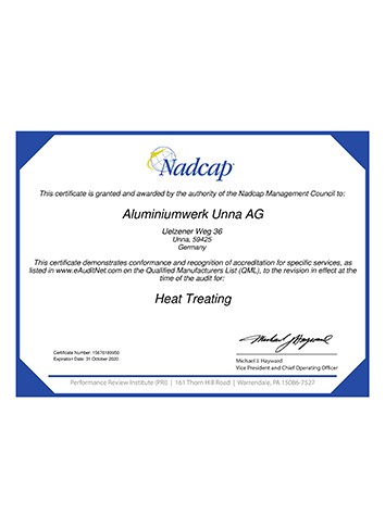 国际航空航天和国防工业（Nadcap）热处理认证